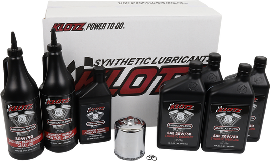Klotz Synthetic 20W-50 Premium Oil Change Kit 1999-2022 Harley Davidson Models