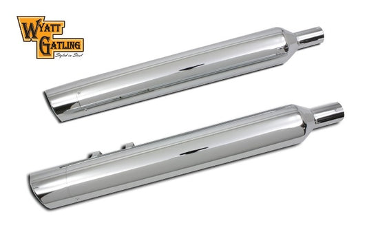 Vtwin Wyatt Gatling Chrome 4" Slash Exhaust Mufflers 1995-2015 Harley Touring