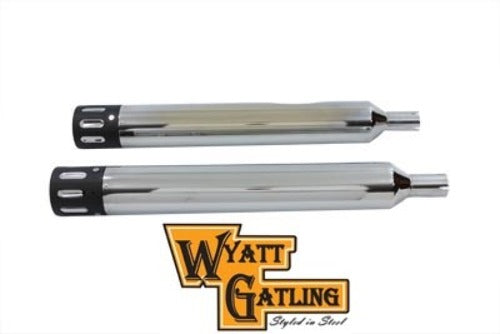 Vtwin Wyatt Gatling Exhaust Chrome Mufflers Black Revolver Tips1995-2015 Harley