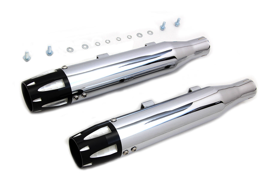 VTwin Chrome Highlighted Revolver Tip Muffler Set 2014-2017 Harley Sportster