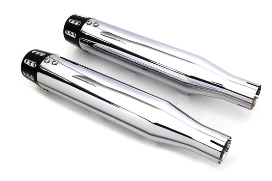 VTwin Chrome Tapered Revolver Tip Exhaust Muffler Set 2014-2017 Harley Sportster