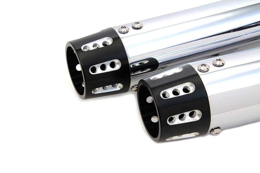 VTwin Chrome Tapered Revolver Tip Exhaust Muffler Set 2014-2017 Harley Sportster