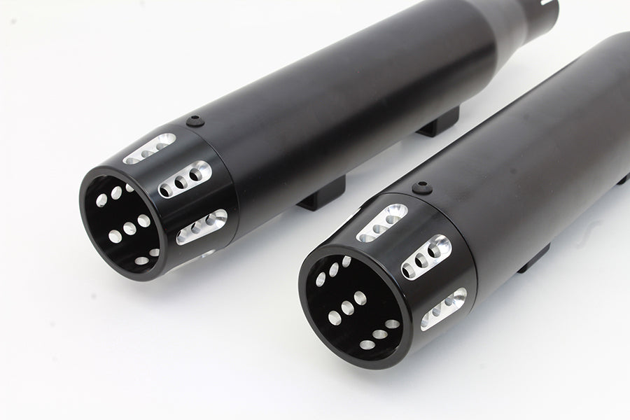 VTwin BlackTapered Revolver Tip Exhaust Muffler Set 2014-2017 Harley Sportster