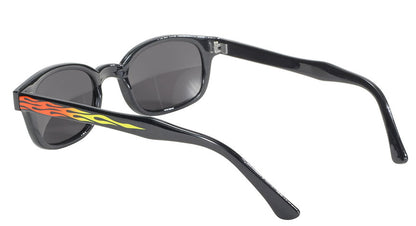 KD's Original Black 1 Pair Flame Smoke Lens Old School Biker Sunglasses 3010