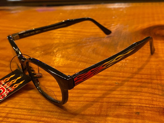 KD's Original 1 Pair Flame Clear Lens Old School Biker Sunglasses 3015