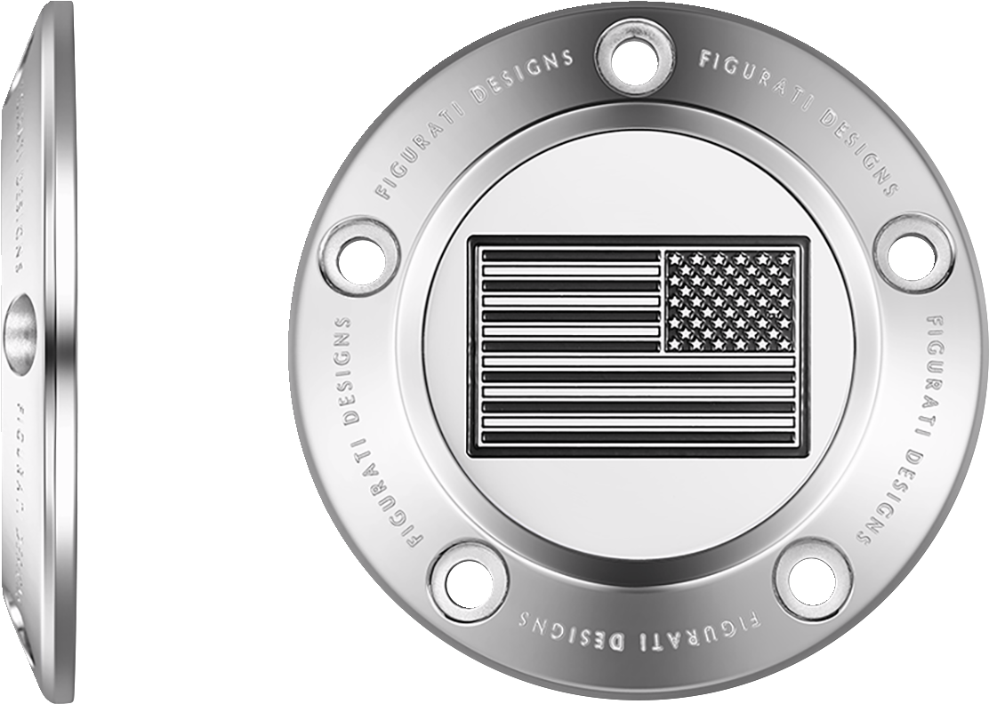 Figurati Designs B&W American Flag Timing Cover for 1999-2017 Harley Davidson