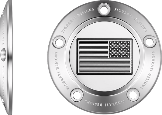 Figurati Designs B&W American Flag Timing Cover for 1999-2017 Harley Davidson