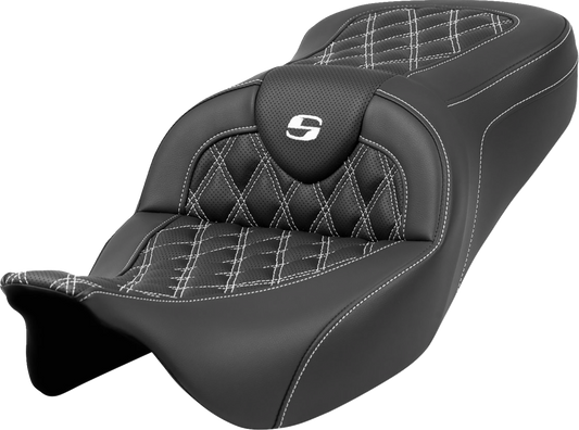 Saddlemen Roadsofa White Lattice Stitch Gel Seat fits 2008-2023 Harley Touring