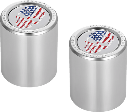 Figurati Skull USA Flag Medium Magnetic Docking Hardware Covers for Harley