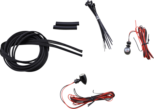 Custom Dynamics Black Red Micro Bullet LED Rear Motorcycle Turn Signals Harley