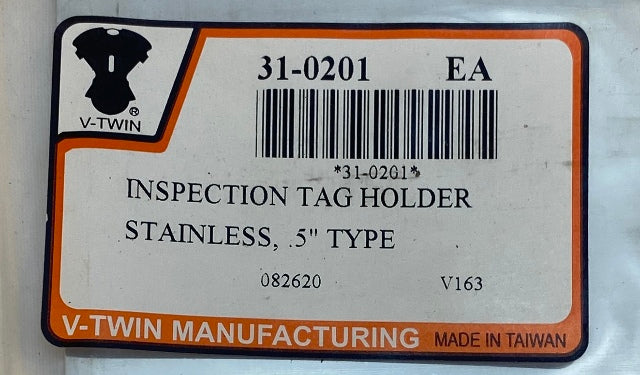 Vtwin Inspection Tag Sticker 1/2" Mount Stainless Steel Harley Davidson FXR FXST