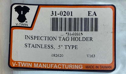 Vtwin Inspection Tag Sticker 1/2" Mount Stainless Steel Harley Davidson FXR FXST