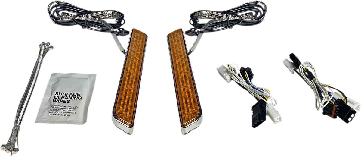 Custom Dynamics Amber Lens LED Fork Reflector Lights 2014-2024 Harley Touring