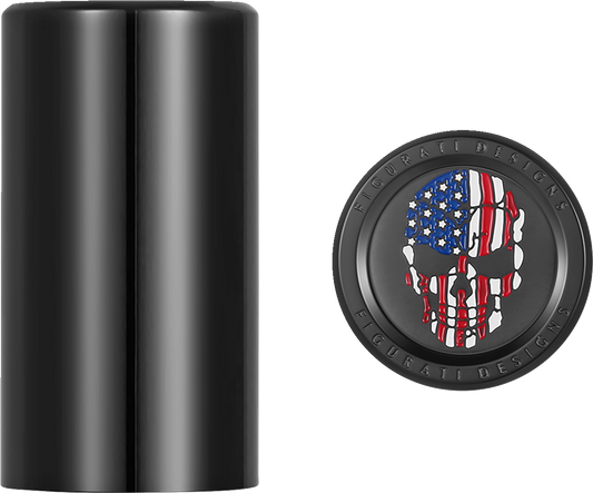 Figurati Skull USA Flag Black Long Magnetic Docking Hardware Covers for Harley
