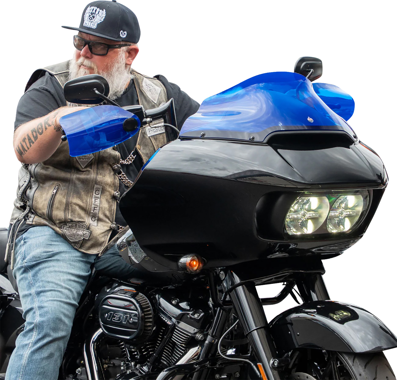 Klock Werks Flare Blue Hand Guards fits 1982-2025 Harley Davidson Cable Clutch