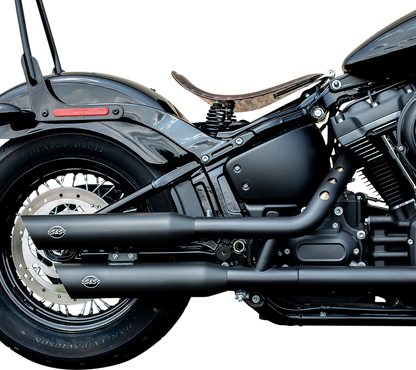 S&S Black Race Dual Slash Cut Slip on Exhaust Mufflers for 18-22 Harley Softail