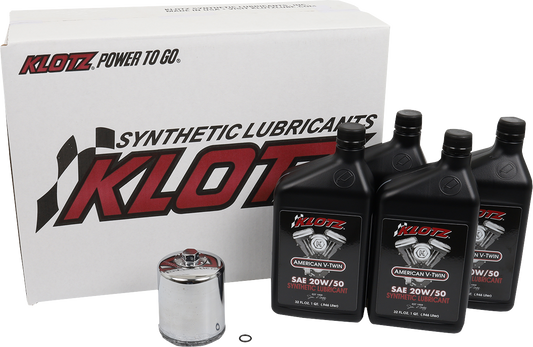 Klotz Synthetic 20W-50 Oil Change Kit 1984-2022 Harley Sportster Models XL