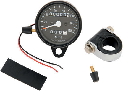 Drag Specialties 2:1 Black 140 MPH Mechanical Motorcycle Odometer Speedometer