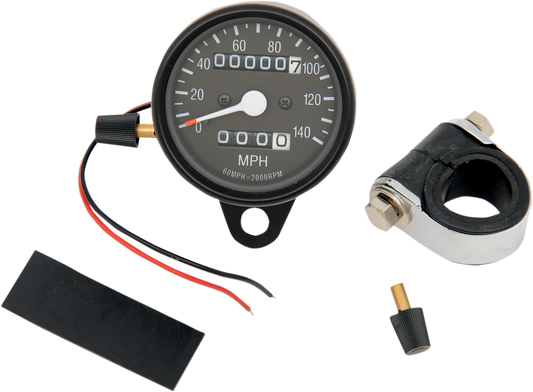Drag Specialties 2:1 Black 140 MPH Mechanical Motorcycle Odometer Speedometer