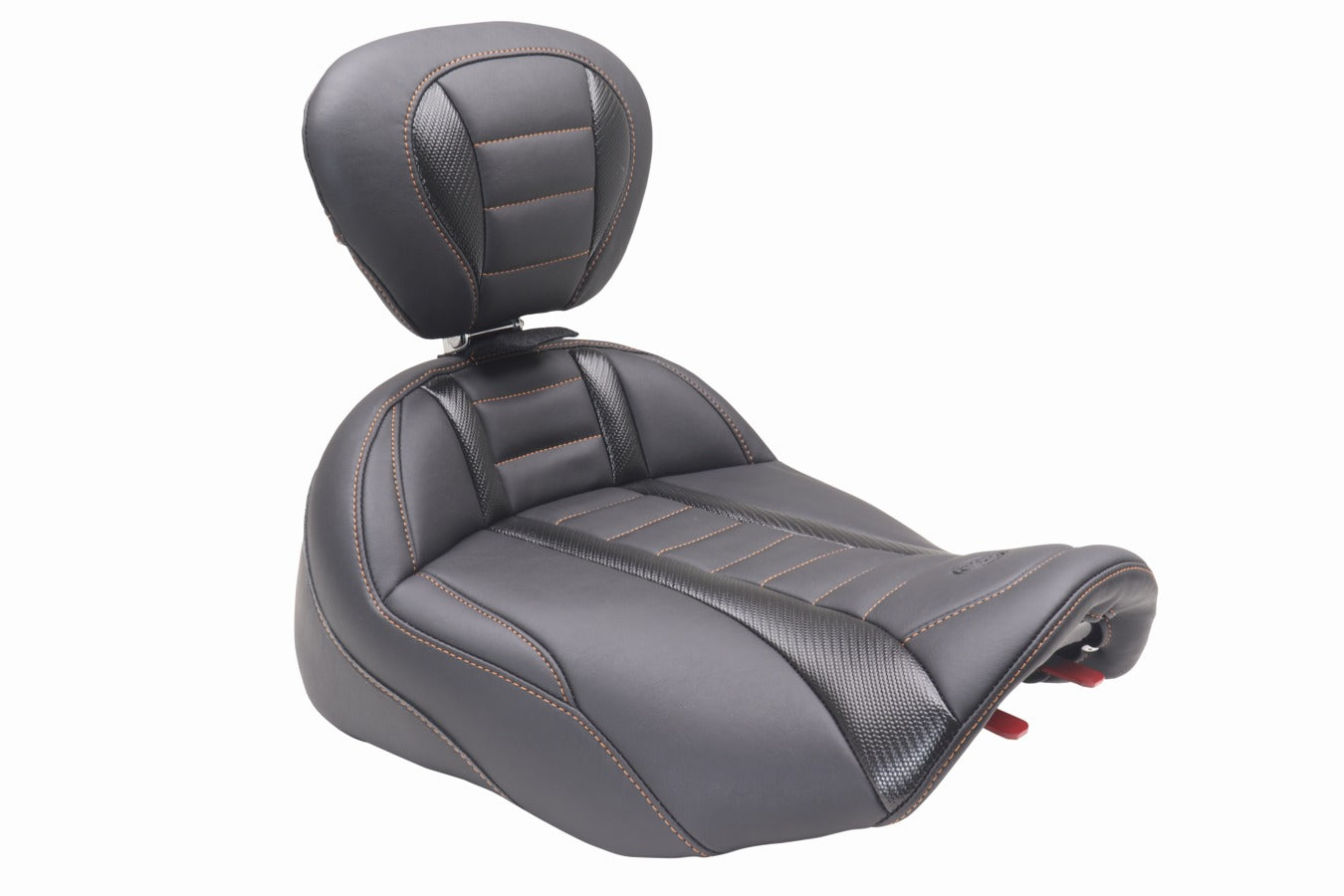 Mustang Extended Orange Stitch Solo Seat & Backrest for 2023-2026 Harley Touring