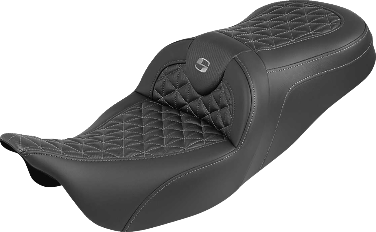 Saddlemen Roadsofa Gray Tri Gripper Gel Seat for 2008-2024 Harley Touring FLHX