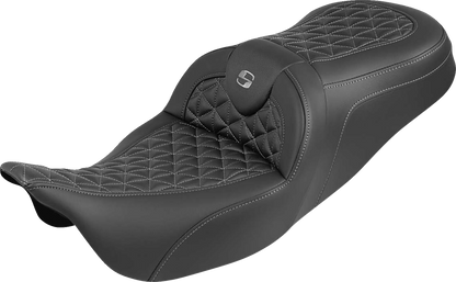 Saddlemen Roadsofa Gray Tri Gripper Gel Seat for 2008-2024 Harley Touring FLHX