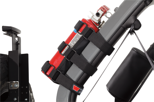 Warn black Universal UTV Side by Side Offroad Roll Bar Fire Extinguisher Holder