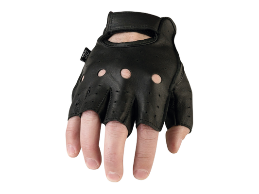 Z1R Mens 243 Half Black Leather Motorcycle Biker Street Glove