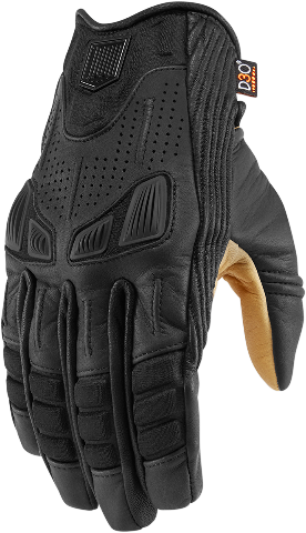 Icon Mens Black Textile Leather Axys Motorcycle Riding Street Racing Gloves