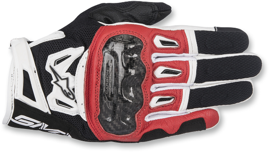 Alpinestars Leather SMK2 Black Red White v2 Mens Motorcycle Street Riding Gloves