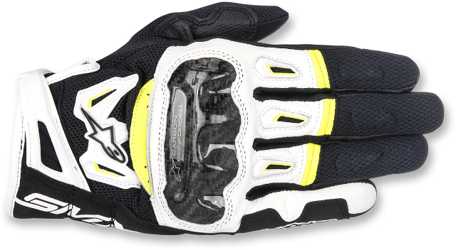 Alpinestars Mens Leather Black Yellow White SMK-2 v2 Motorcycle Riding Gloves