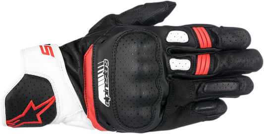 Alpinestars Mens Pair Black Red White SP5 Motorcycle Riding Street Racing Gloves