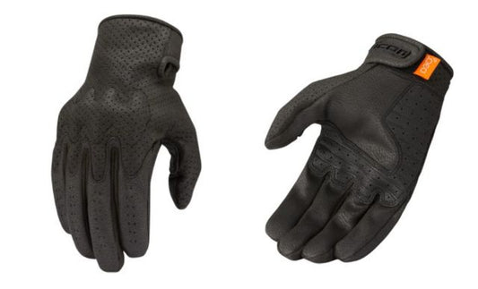 Icon Airform Mens Black Leather Motorcycle Riding Street Racing Gloves