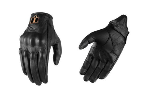 Icon Womens Pursuit Black Motorcycle Riding Street Racing Leather Armor Gloves