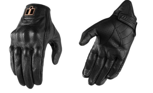 Icon Womens Pursuit Perforated Black Motorcycle Riding Street Racing Gloves