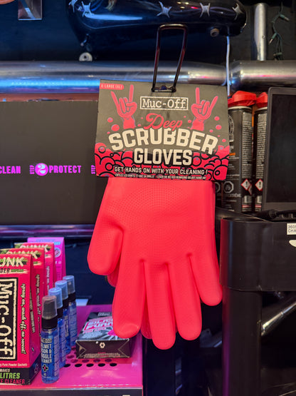 Muc-Off X-Large Deep Scrubber Silicone Pair Adult Cleaning Detailing Gloves