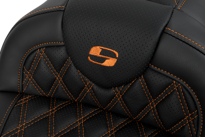 Saddlemen Roadsofa Orange Lattice Gel Seat & Backrest for 2008-24 Harley Touring