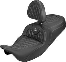 Saddlemen Roadsofa Silver Lattice Carbon Seat & Backrest 2008-25 Harley Touring
