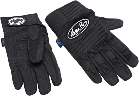 Motion Pro Pair Black Long Cuff Textile Motorcycle Riding Street Gloves