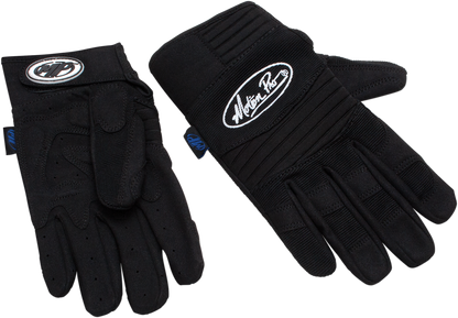 Motion Pro Pair Black Long Cuff Textile Motorcycle Riding Street Gloves