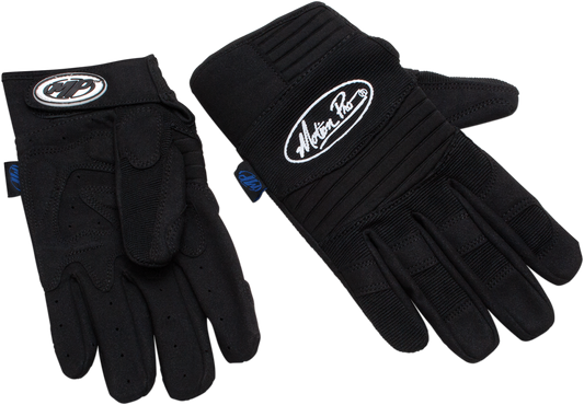Motion Pro Pair Black Long Cuff Textile Motorcycle Riding Street Gloves