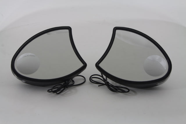 Vtwin Black Amber LED Pair Front Fairing Mirror Set for 1996-2010 Harley Touring
