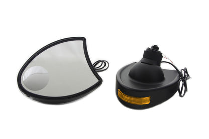 Vtwin Black Amber LED Pair Front Fairing Mirror Set for 1996-2010 Harley Touring