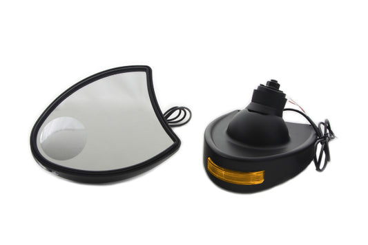 Vtwin Black Amber LED Pair Front Fairing Mirror Set for 1996-2010 Harley Touring