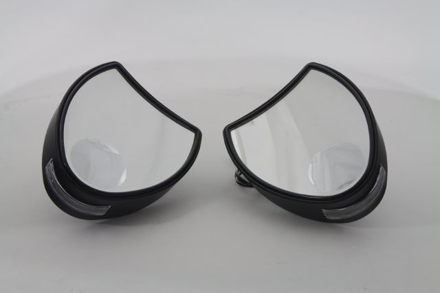 Vtwin Black Amber LED Pair Front Fairing Mirror Set for 1996-2010 Harley Touring