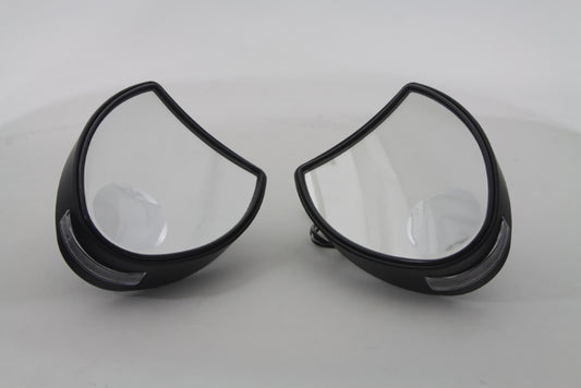 Vtwin Black Amber LED Pair Front Fairing Mirror Set for 1996-2010 Harley Touring