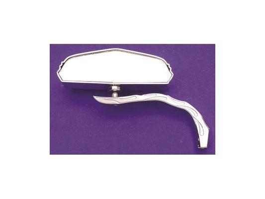 Vtwin Pair of Chrome 5 Skull Billet Mirrors w/ Flame Stem fits 1965-2016 Harley