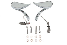 Vtwin Pair Teardrop Mirrors Led Turn Signals Front & Back Billet fits Harley