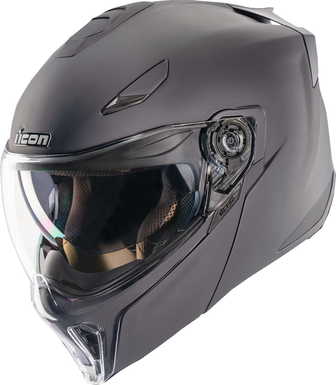 Icon Threshold Matte Black Modular Full Face Unisex Adult Motorcycle Helmet