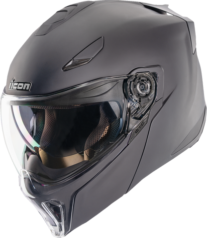 Icon Threshold Matte Black Modular Full Face Unisex Adult Motorcycle Helmet